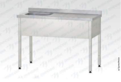 Ванна с рабочей поверхностью РПЦп - 1000*600*860 "Profi Inox" левая, 1 м/о 400*400*250, борт, отв. д/смесит.