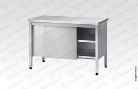 Стол производственный закрытый СПЗп - 1000*600*860 "Profi Inox", борт, двери-купе, полка сплошная