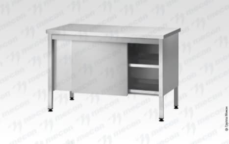 Стол производственный закрытый СПЗп - 1000*600*860 "Profi Ral", борт, двери-купе, полка сплошная