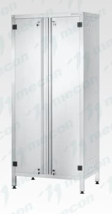 Шкаф кухонный ШЗКп - 800*500*1800 "Profi Inox", двери распашные, полки сплошн. 2 шт., без к-та замков