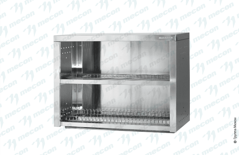 Полка навесная закрытая ПНЗн - 1000*400*600 "Norma Inox", сетки "стаканы" - 1 шт., сетки "тарелки" - 1 шт.