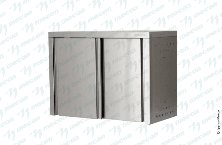 Полка навесная закрытая ПНЗн - 1000*400*600 "Norma Inox", двери-купе; сетки "стаканы" - 2 шт.